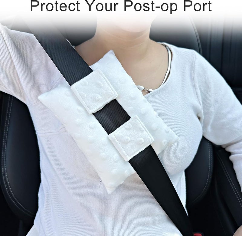 HapiPoppy Port Pillows Chemo Port Pillow for Seatbelt Pacemaker Chest Protector Chemo Patients Cancer Open-Heart Incision Recovery Post Surgery Support Cushion Gifts Women Minky Dot White - Image 3